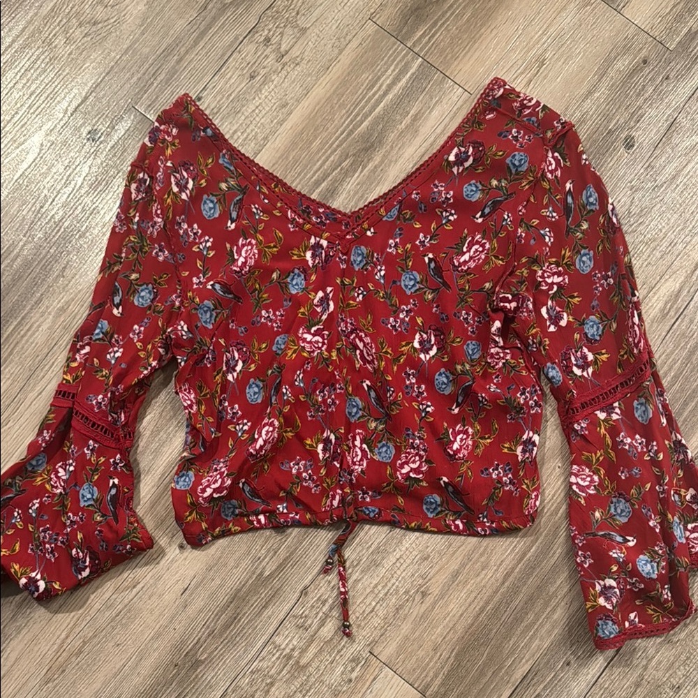 Floral Red Women's Top